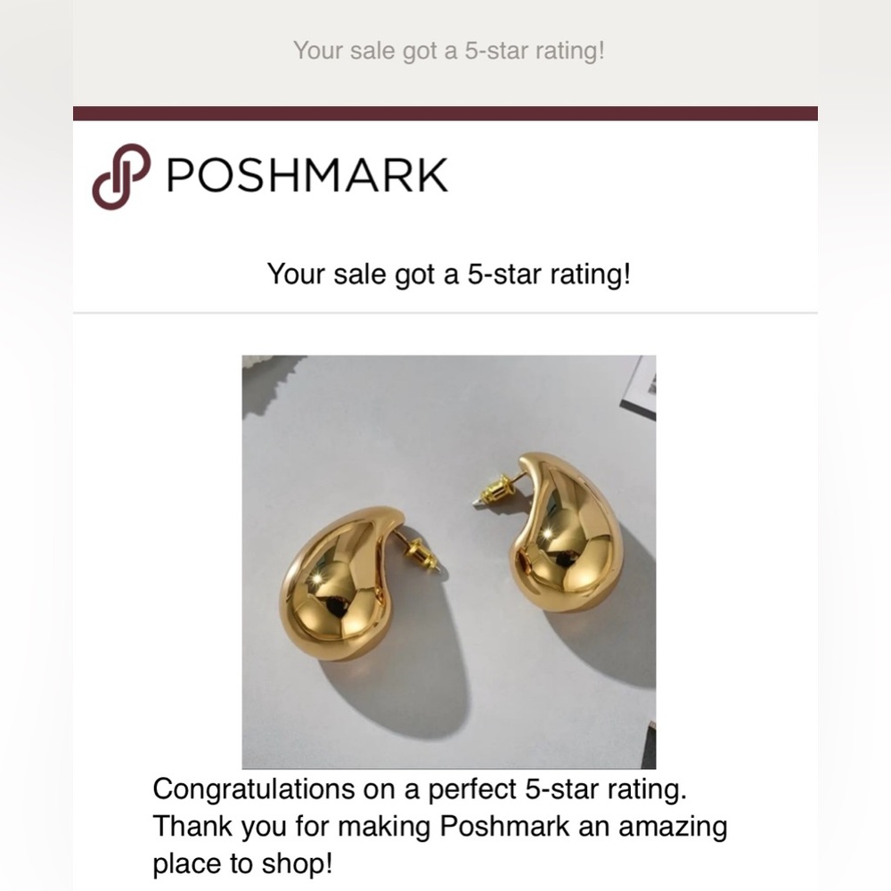 New 18k Gold Plated Tear Drop Chunky Earrings - Picture 4 of 5
